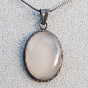White chalcedony necklace, sterling silver